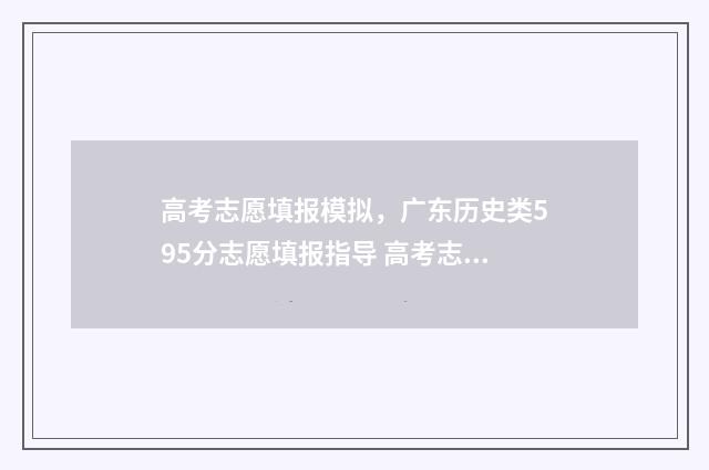 高考志愿填报模拟，广东历史类595分志愿填报指导 高考志愿填报模板