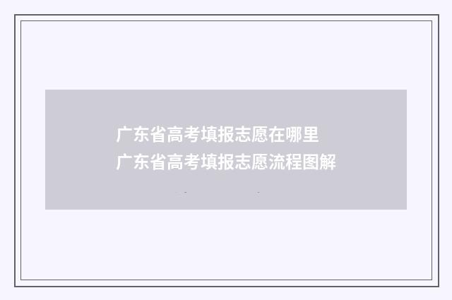 广东省高考填报志愿在哪里 广东省高考填报志愿流程图解