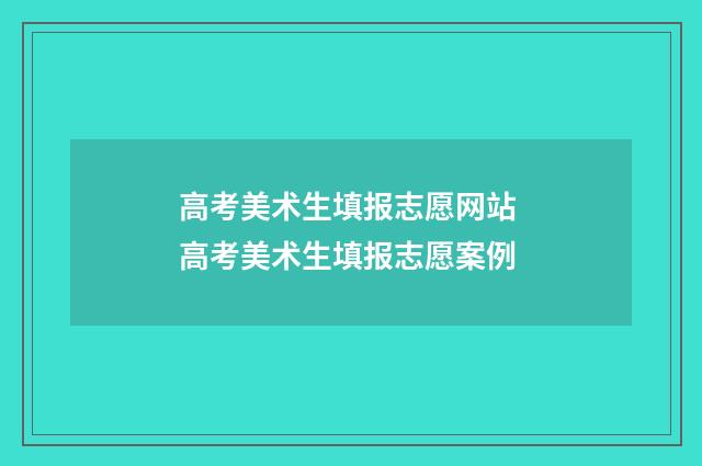 高考美术生填报志愿网站 高考美术生填报志愿案例