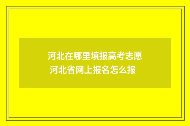 河北在哪里填报高考志愿 河北省网上报名怎么报