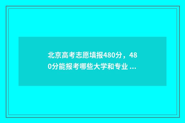 北京高考志愿填报480分，480分能报考哪些大学和专业 北京高考志愿填报表范本