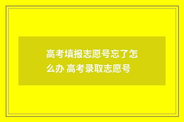高考填报志愿号忘了怎么办 高考录取志愿号
