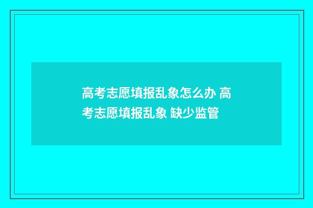 高考志愿填报乱象怎么办 高考志愿填报乱象 缺少监管