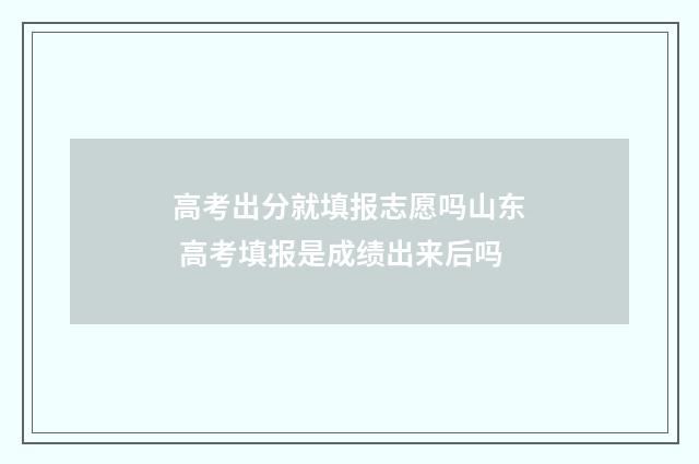 高考出分就填报志愿吗山东 高考填报是成绩出来后吗
