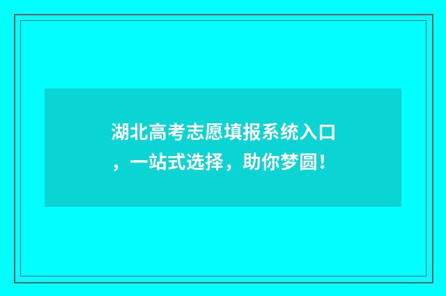 湖北高考志愿填报系统入口，一站式选择，助你梦圆！