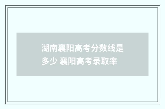 湖南襄阳高考分数线是多少 襄阳高考录取率