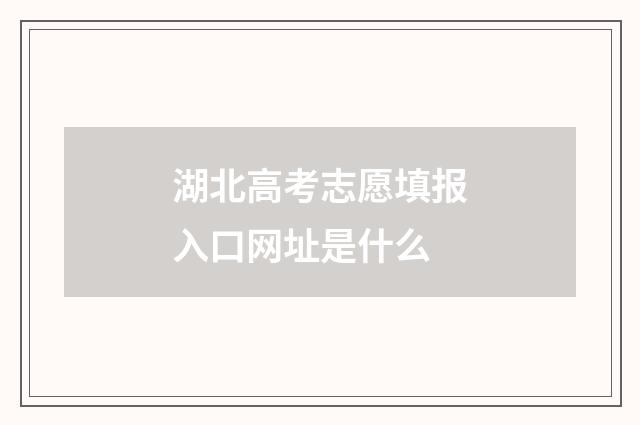 湖北高考志愿填报入口网址是什么