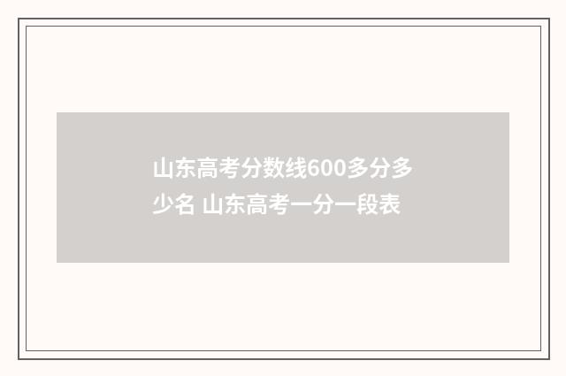 山东高考分数线600多分多少名 山东高考一分一段表