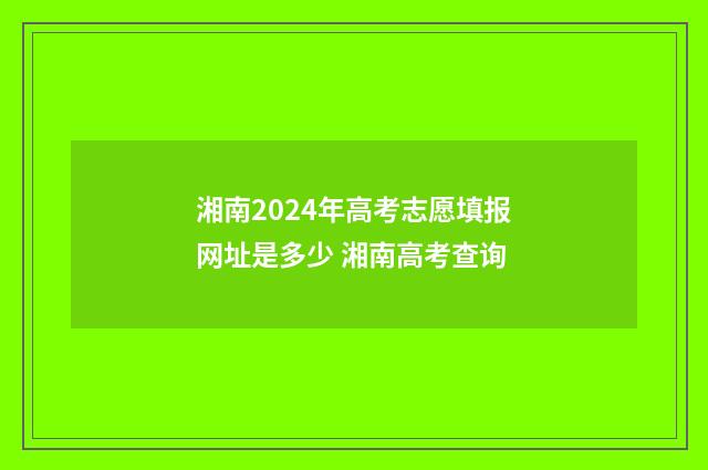 湘南2024年高考志愿填报网址是多少 湘南高考查询