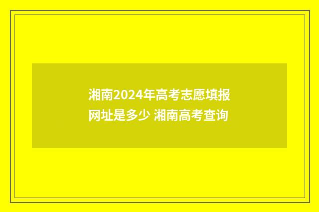 湘南2024年高考志愿填报网址是多少 湘南高考查询