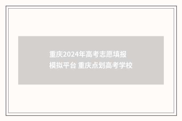 重庆2024年高考志愿填报模拟平台 重庆点划高考学校