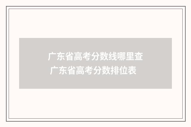 广东省高考分数线哪里查 广东省高考分数排位表