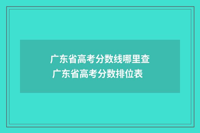 广东省高考分数线哪里查 广东省高考分数排位表