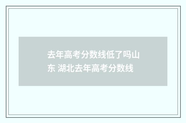 去年高考分数线低了吗山东 湖北去年高考分数线