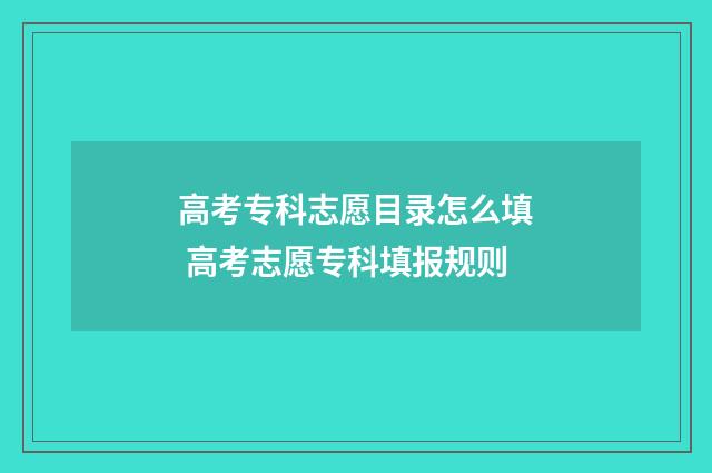 高考专科志愿目录怎么填 高考志愿专科填报规则