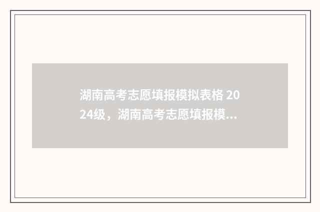 湖南高考志愿填报模拟表格 2024级，湖南高考志愿填报模拟入口 湖南高考志愿填报指南2024