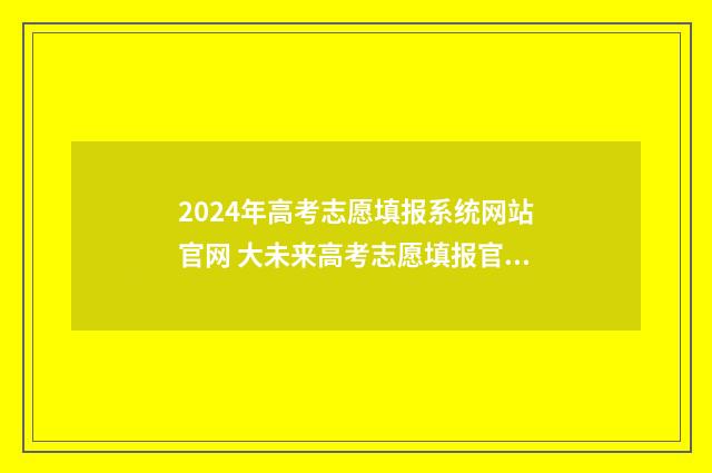 2024年高考志愿填报系统网站官网 大未来高考志愿填报官网