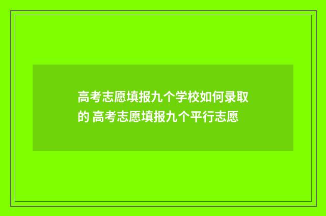 高考志愿填报九个学校如何录取的 高考志愿填报九个平行志愿