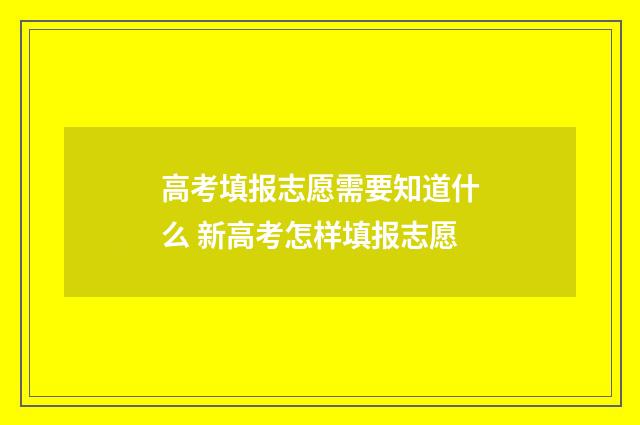 高考填报志愿需要知道什么 新高考怎样填报志愿