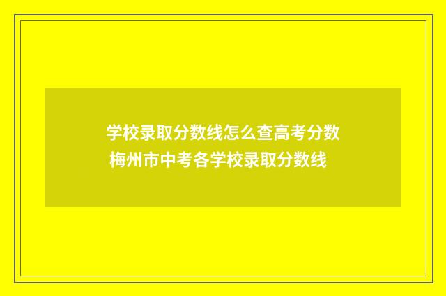 学校录取分数线怎么查高考分数 梅州市中考各学校录取分数线