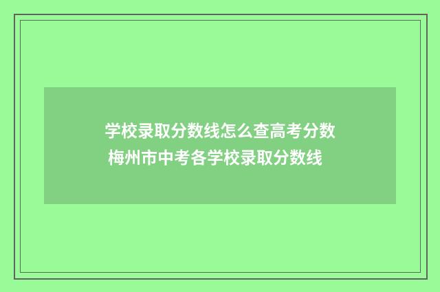 学校录取分数线怎么查高考分数 梅州市中考各学校录取分数线