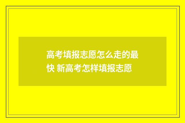 高考填报志愿怎么走的最快 新高考怎样填报志愿