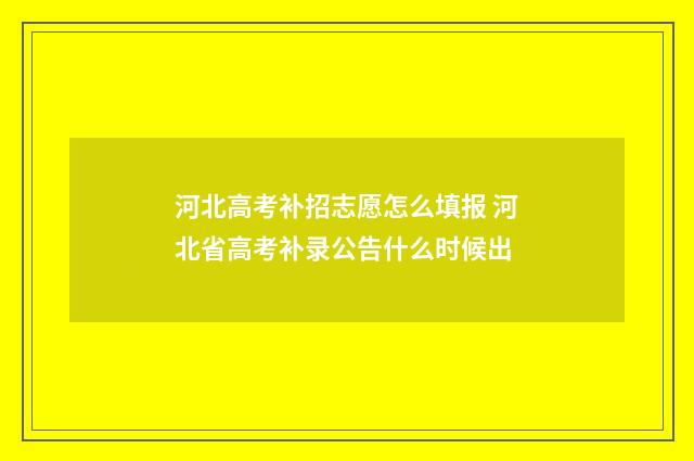 河北高考补招志愿怎么填报 河北省高考补录公告什么时候出