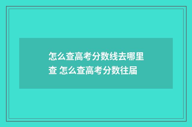 怎么查高考分数线去哪里查 怎么查高考分数往届