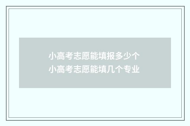 小高考志愿能填报多少个 小高考志愿能填几个专业