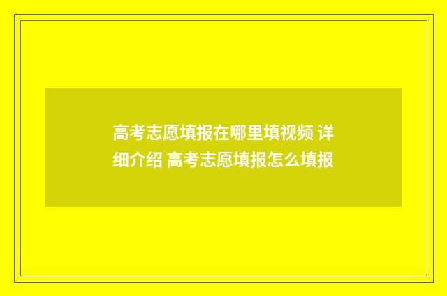 高考志愿填报在哪里填视频 详细介绍 高考志愿填报怎么填报