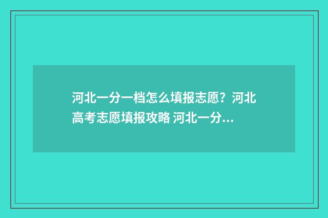 河北一分一档怎么填报志愿？河北高考志愿填报攻略 河北一分一档怎么看排名表