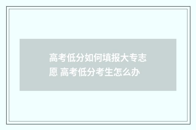 高考低分如何填报大专志愿 高考低分考生怎么办