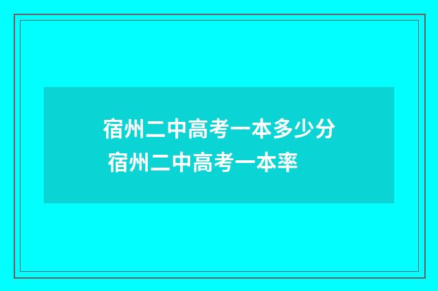 宿州二中高考一本多少分 宿州二中高考一本率