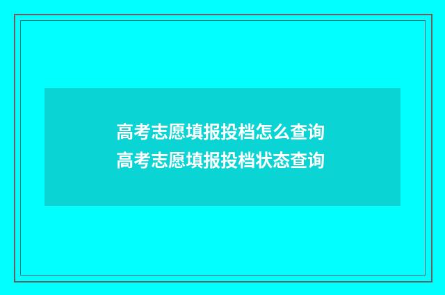 高考志愿填报投档怎么查询 高考志愿填报投档状态查询