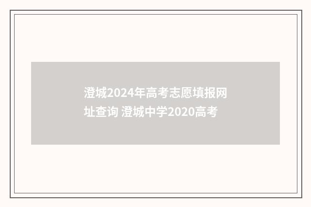 澄城2024年高考志愿填报网址查询 澄城中学2020高考