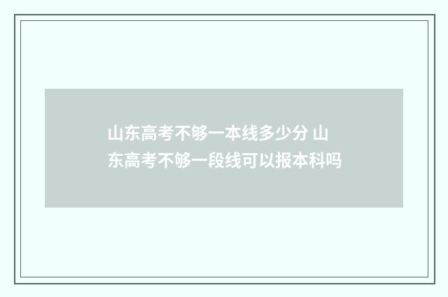 山东高考不够一本线多少分 山东高考不够一段线可以报本科吗