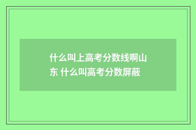 什么叫上高考分数线啊山东 什么叫高考分数屏蔽