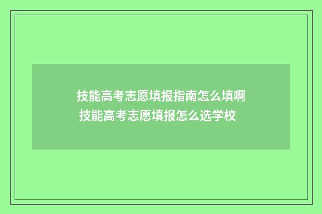 技能高考志愿填报指南怎么填啊 技能高考志愿填报怎么选学校