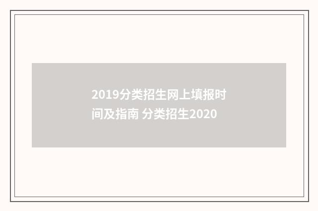 2019分类招生网上填报时间及指南 分类招生2020