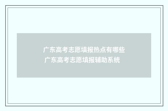 广东高考志愿填报热点有哪些 广东高考志愿填报辅助系统