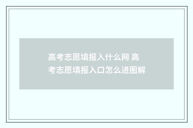 高考志愿填报入什么网 高考志愿填报入口怎么进图解
