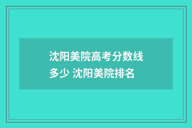 沈阳美院高考分数线多少 沈阳美院排名