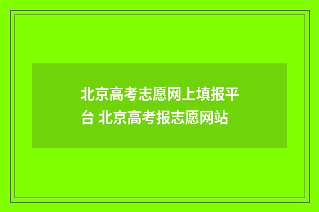 北京高考志愿网上填报平台 北京高考报志愿网站