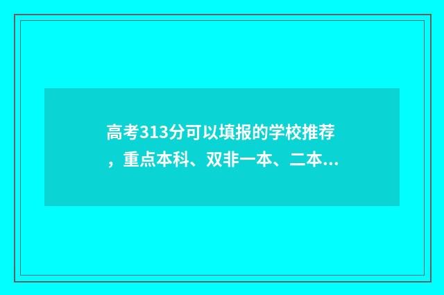 高考313分可以填报的学校推荐，重点本科、双非一本、二本院校有哪些？ 高考313分可以填什么专业