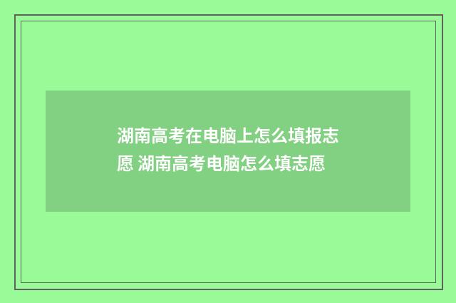 湖南高考在电脑上怎么填报志愿 湖南高考电脑怎么填志愿