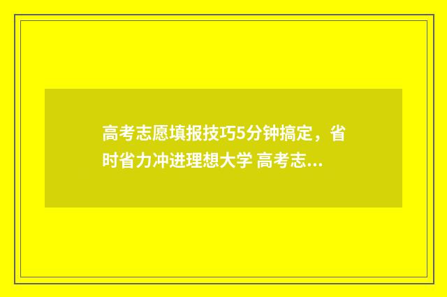 高考志愿填报技巧5分钟搞定，省时省力冲进理想大学 高考志愿填报技巧与指南2004