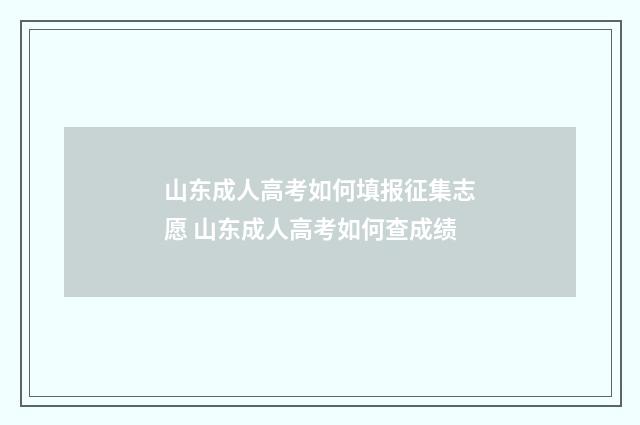 山东成人高考如何填报征集志愿 山东成人高考如何查成绩