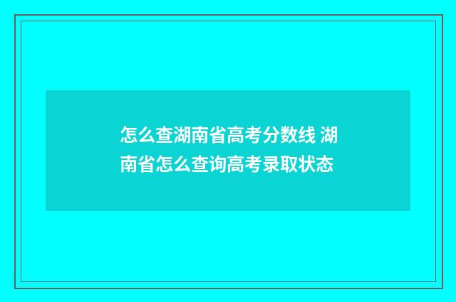 怎么查湖南省高考分数线 湖南省怎么查询高考录取状态