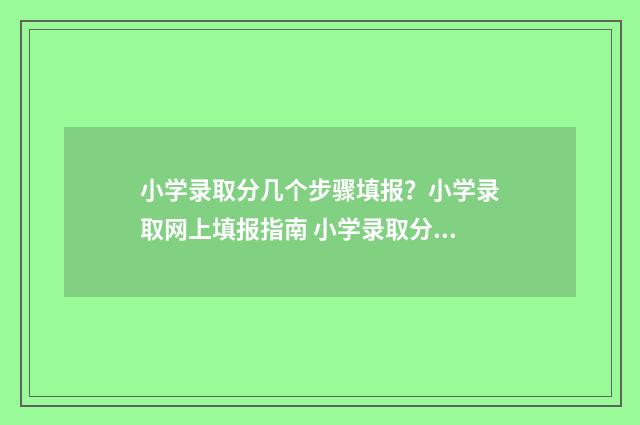 小学录取分几个步骤填报？小学录取网上填报指南 小学录取分数怎么算