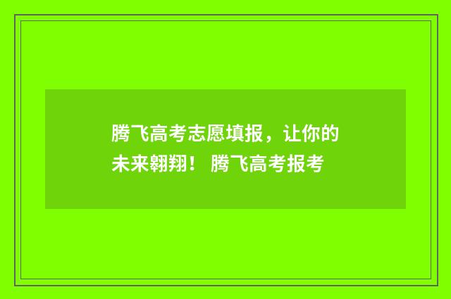 腾飞高考志愿填报，让你的未来翱翔！ 腾飞高考报考